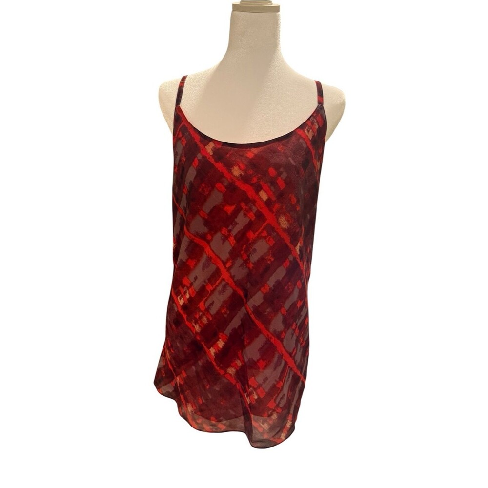 Cabi Cherish Cami Red Maroon Abstract Geometric Tank - Size large